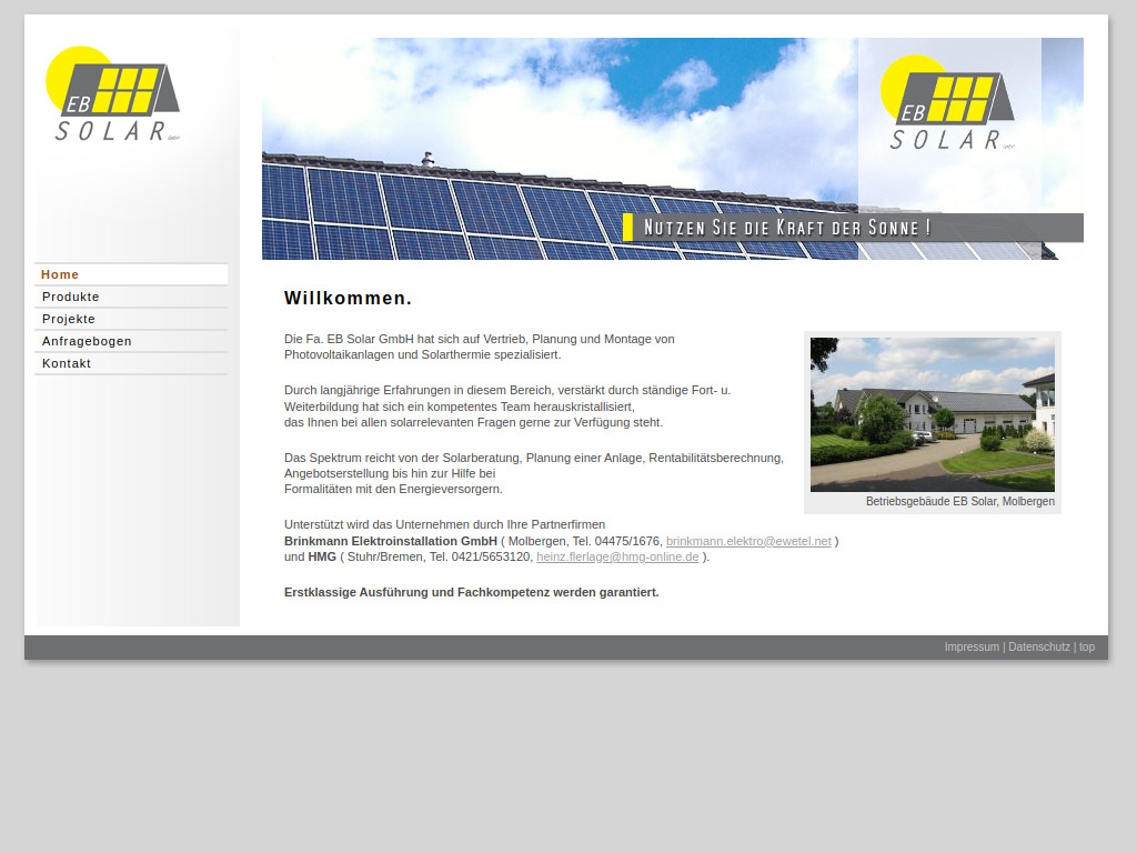 Website von EB Solar GmbH in Molbergen