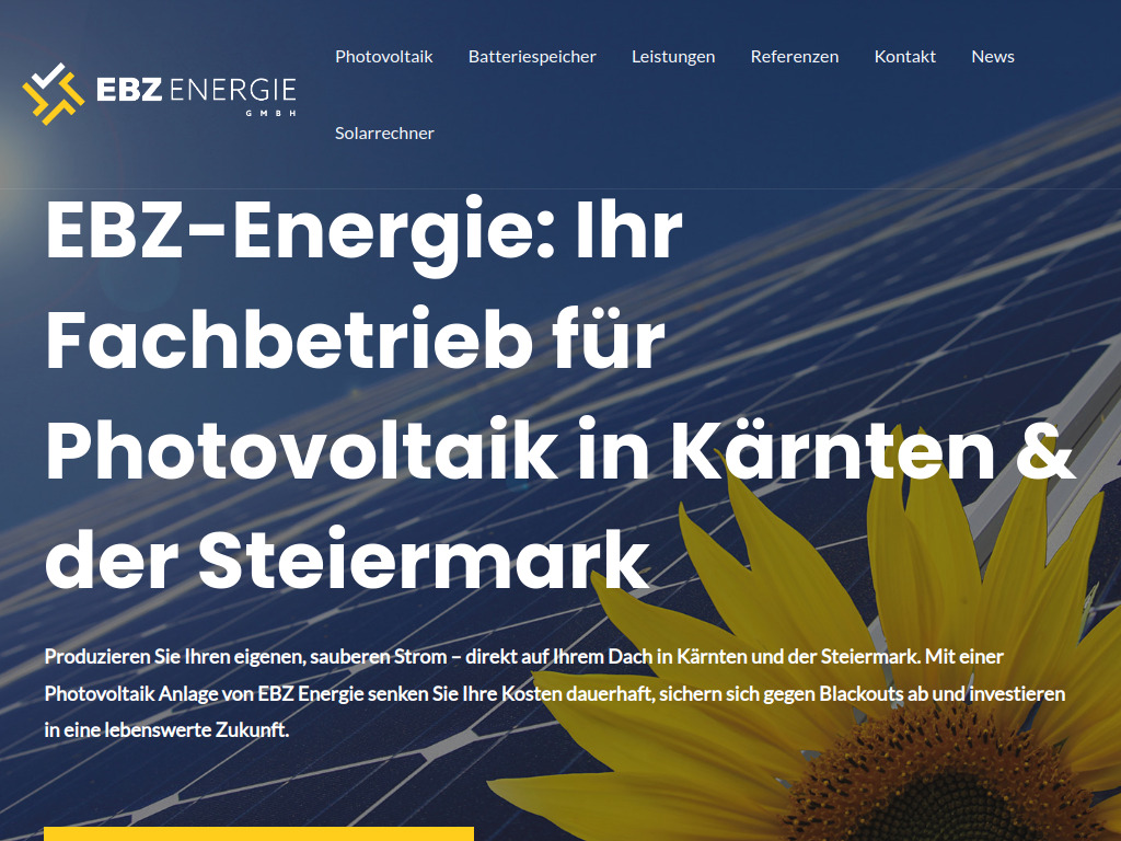 Website von EBZ Energie GmbH in Villach