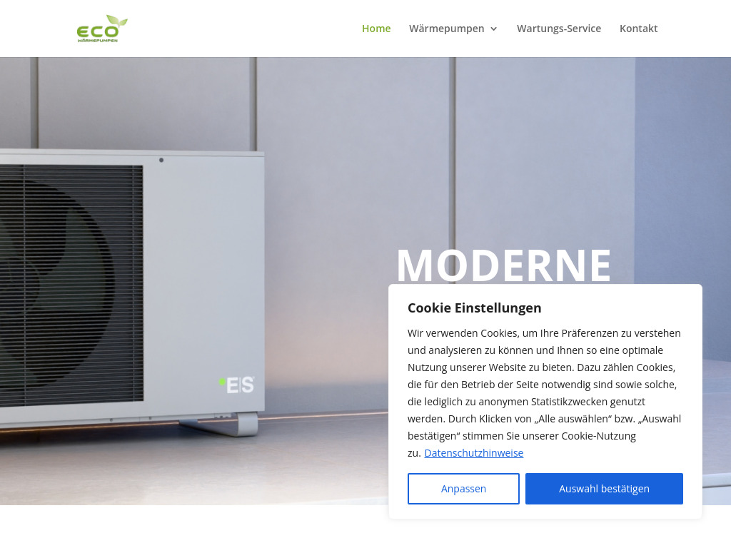 Website von ECO-Wärmepumpen GmbH in Gundetswil