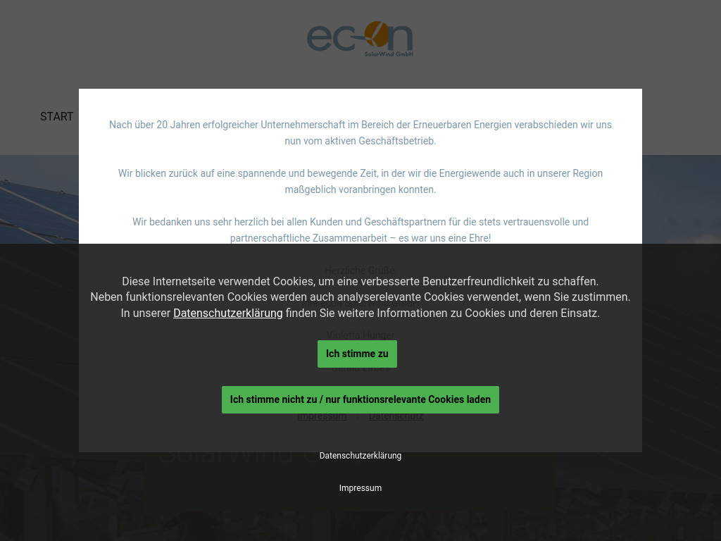 Website von econ SolarWind GmbH in Erkelenz