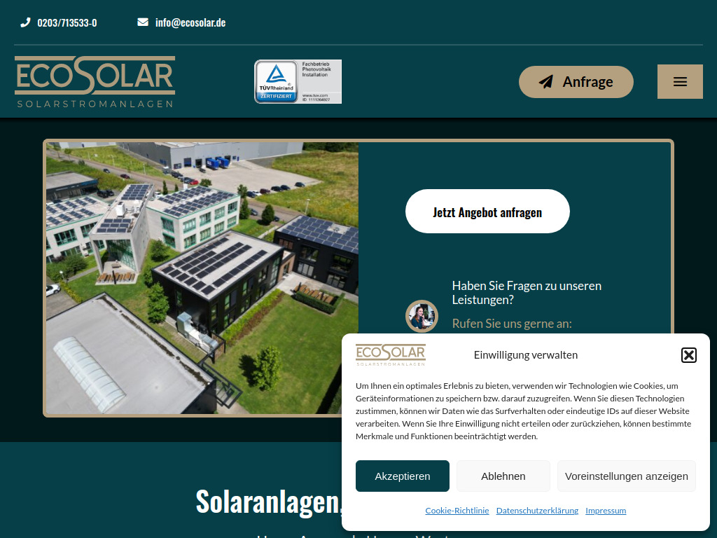 Website von Ecosolar e.K. in Duisburg