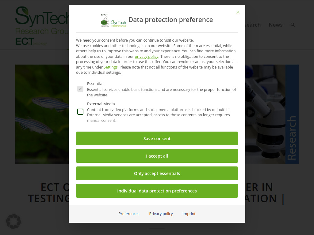 Website von ECT Oekotoxikologie GmbH in Flörsheim am Main