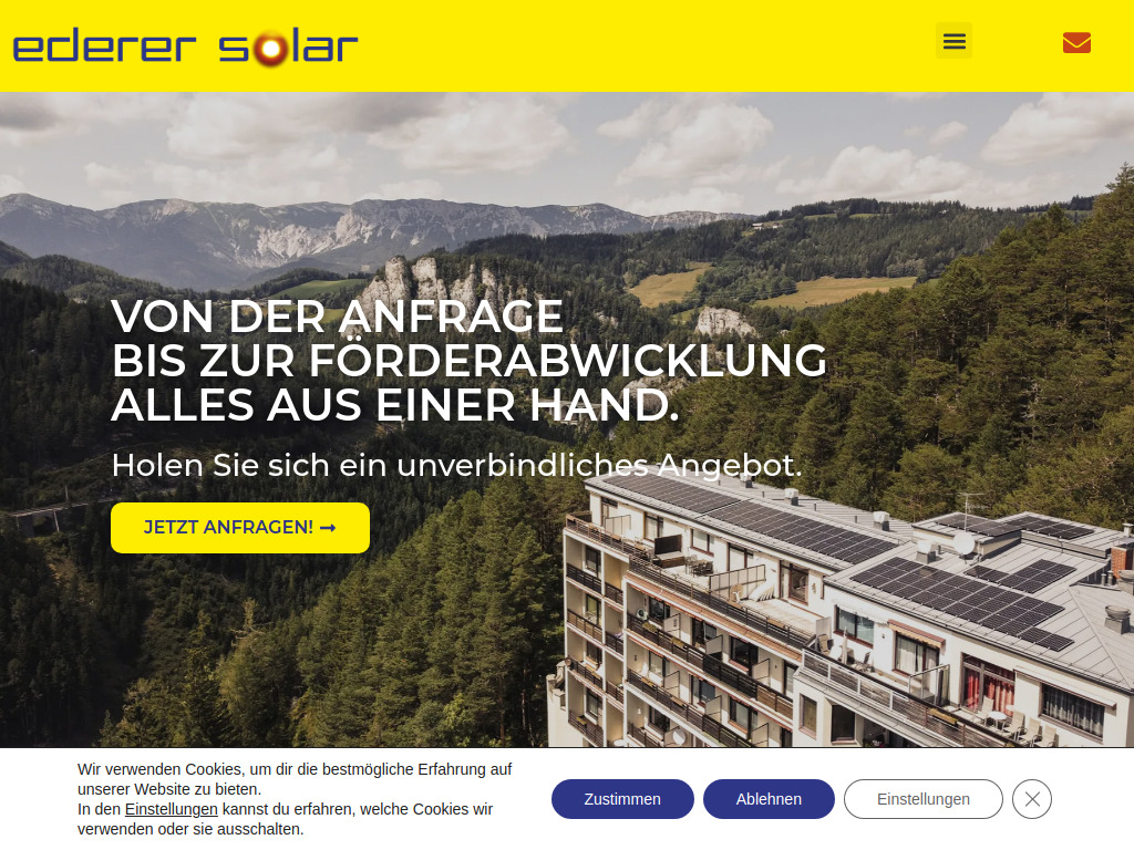 Website von Ederer Solar GmbH & Co KG in Gloggnitz