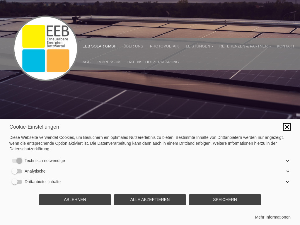 Website von EEB Solar GmbH in Ilsfeld
