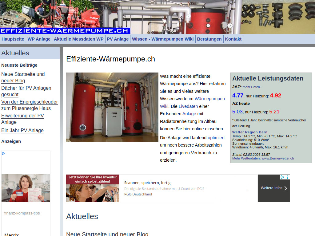 Website von Effiziente Wärmepumpe in Muri b. Bern