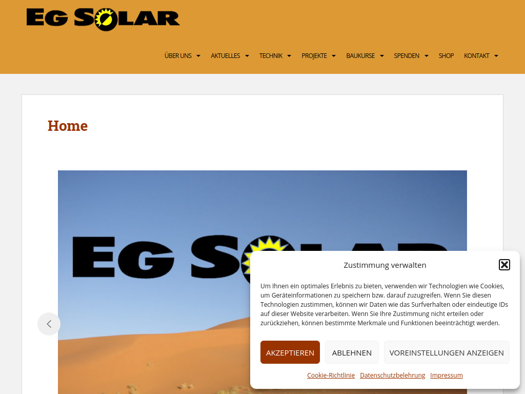 Website von EG-Solar e.V. in Altötting