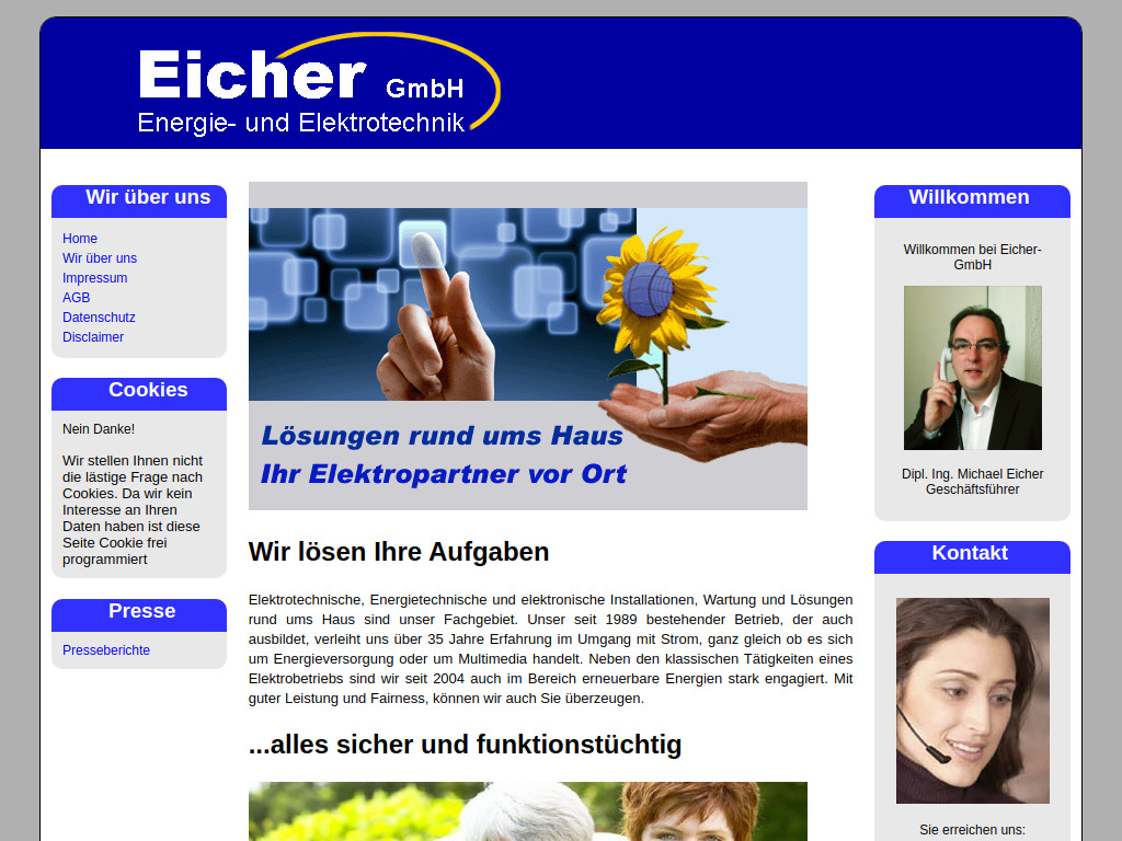 Website von Eicher GmbH in Gernsheim