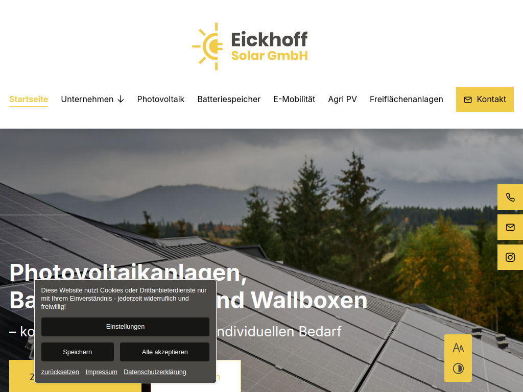 Website von Eickhoff Solar GmbH in Herford