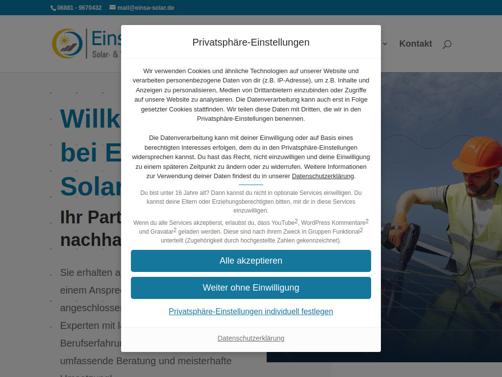 Website von EinsA-Solar in Lebach