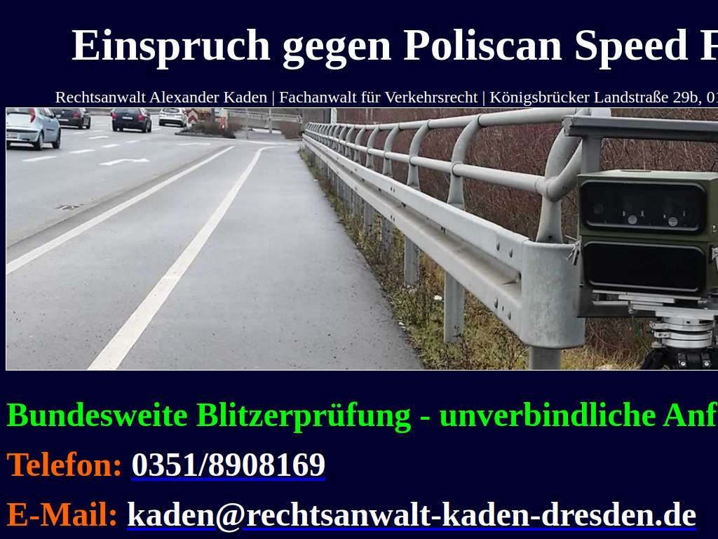 Website von Rechtsanwalt Alexander Kaden in Dresden