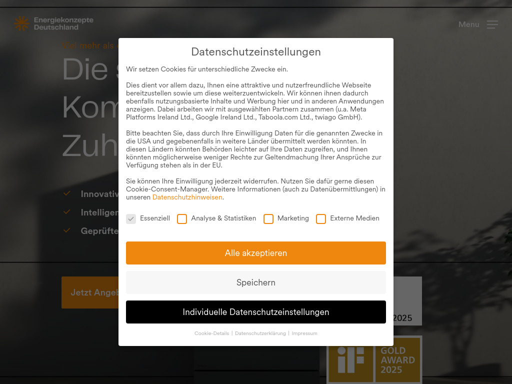 Website von Energiekonzepte Deutschland GmbH in Leipzig