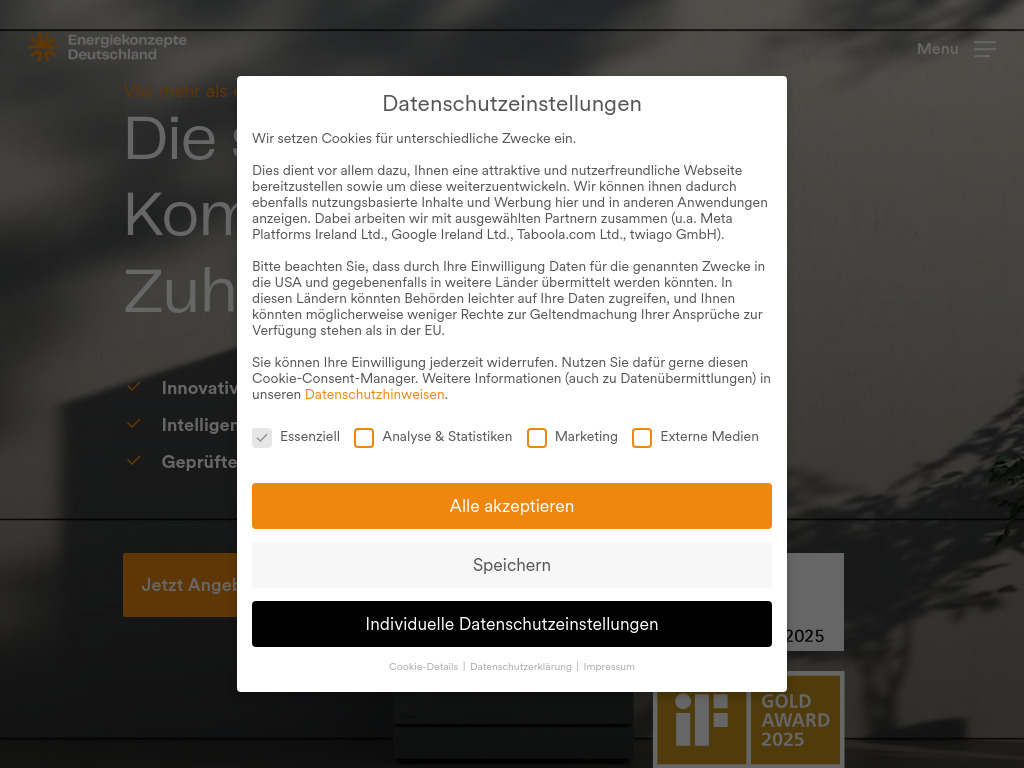 Website von Energiekonzepte Deutschland GmbH in Leipzig