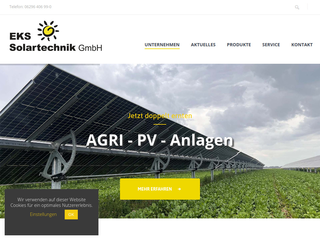 Website von EKS Solartechnik GmbH in Hardheim-Gerichtstetten