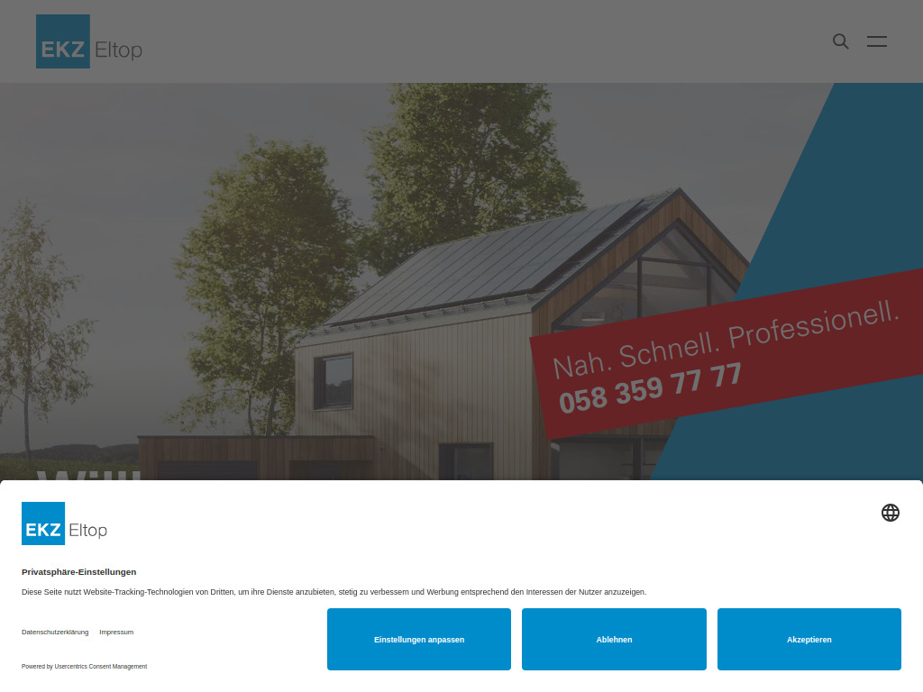 Website von EKZ Eltop AG in Fahrweid