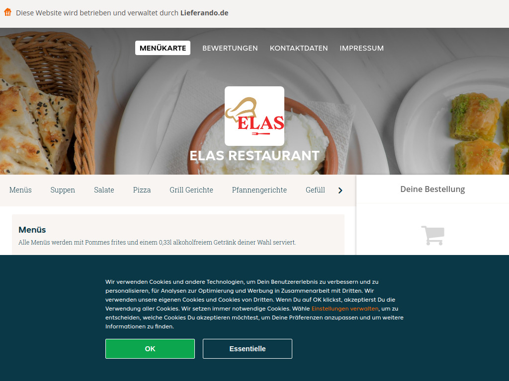 Website von Elas Restaurant - Essen online bestellen in Bad Vilbel in Bad Vilbel