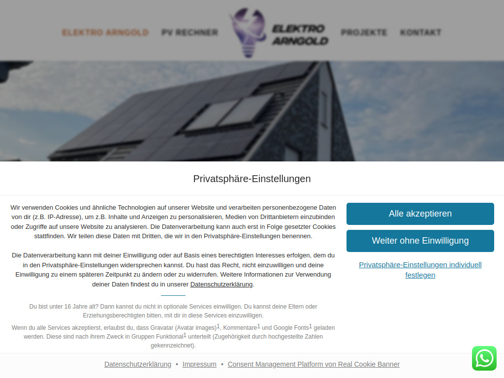 Website von Elektro Arngold GmbH in Kamp-Lintfort