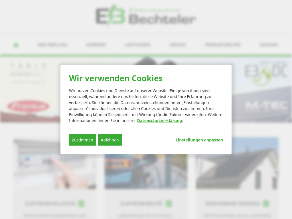 Website von Elektrotechnik Bechteler