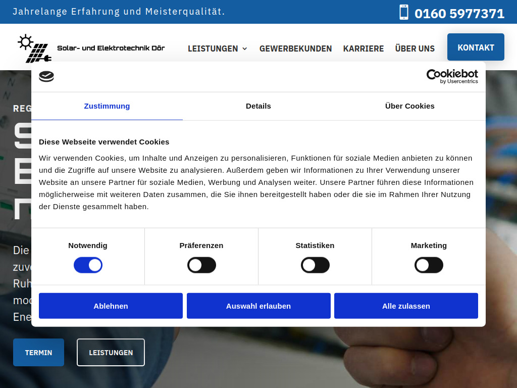 Website von Solar- und Elektrotechnik Dör GmbH in Neuss