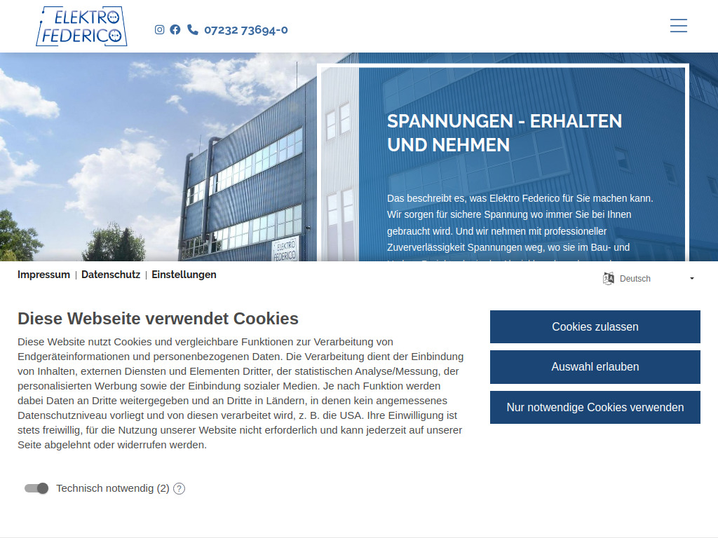 Website von Elektro Federico
