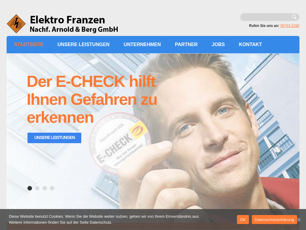 Website von Elektro Franzen - Nachf. Arnold & Berg GmbH in Kirchberg