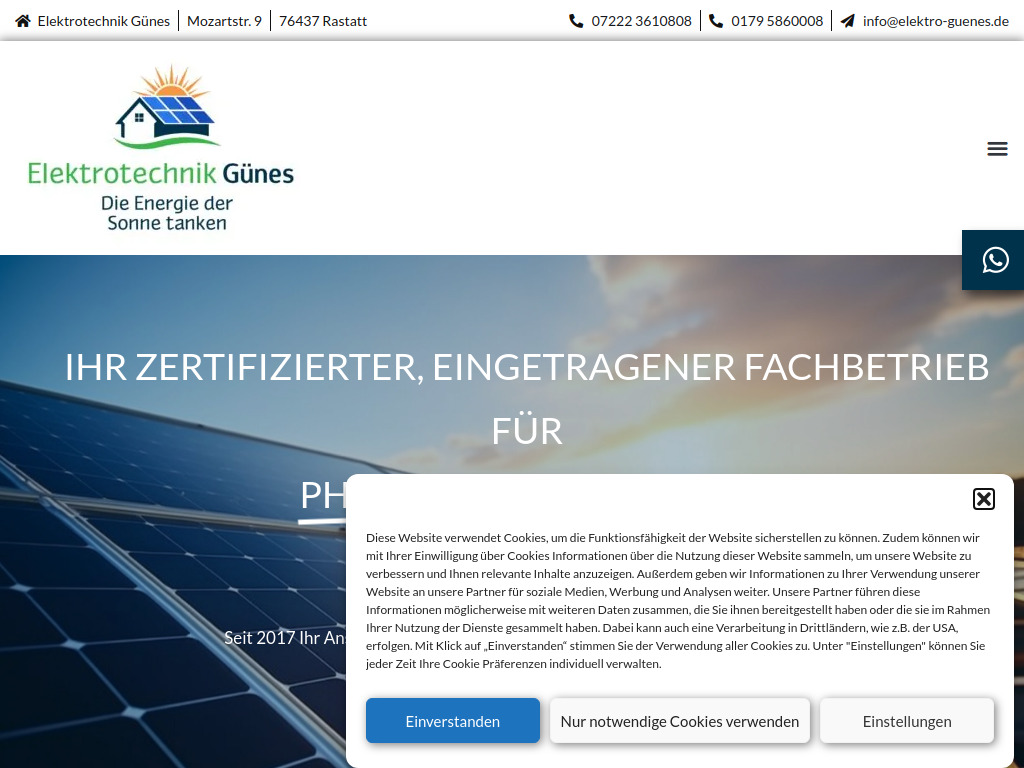 Website von Elektrotechnik Günes in Rastatt