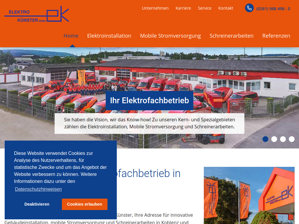 Website von Elektro Künster GmbH in Koblenz