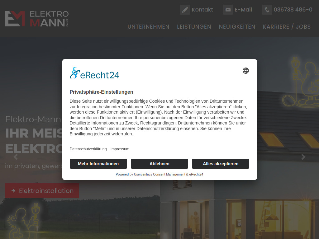 Website von Elektro-Mann GmbH in Königsee