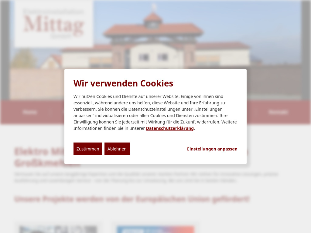 Website von Elektro Mittag in Großkmehlen