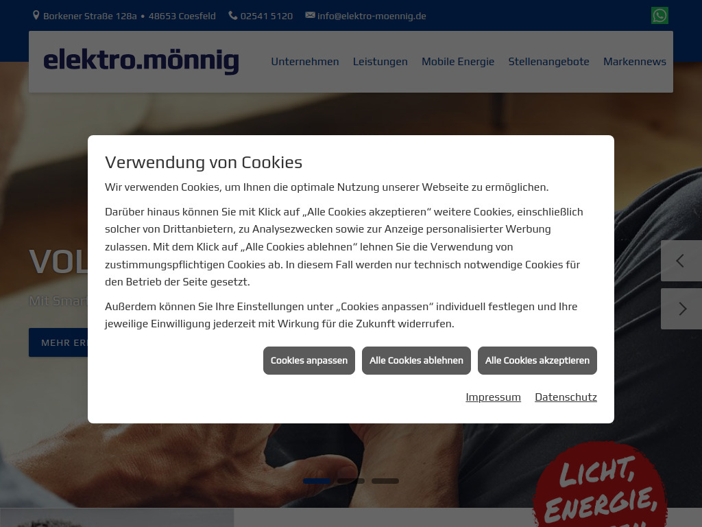 Website von Elektro Mönnig GmbH & Co. KG in Coesfeld