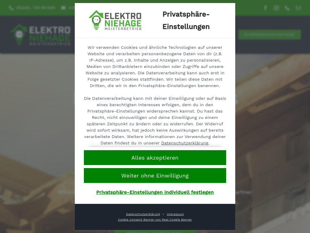 Website von Elektro Niehage GmbH in Gütersloh