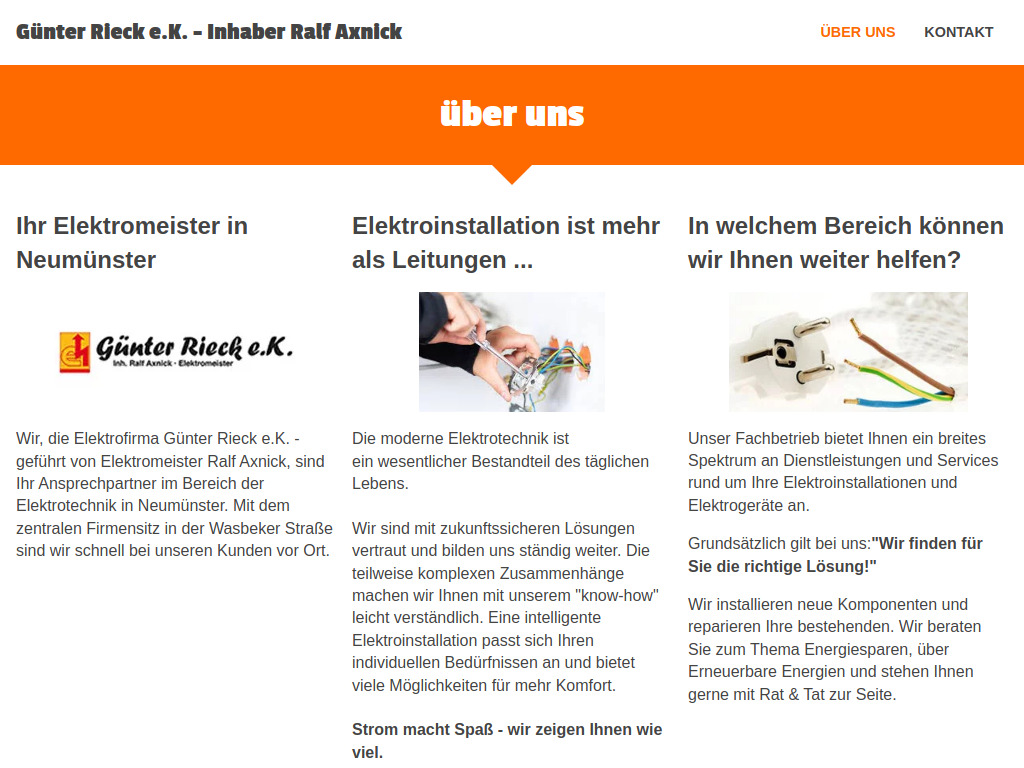 Website von Günter Rieck e.K. in Neumünster