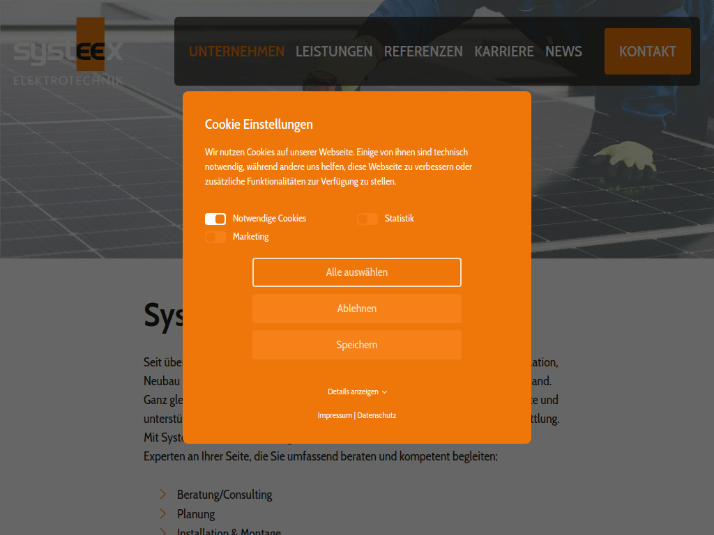 Website von Systeex Elektrotechnik Roegels in Wegberg