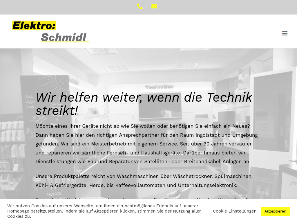 Website von Elektro Schmidl in Ingolstadt
