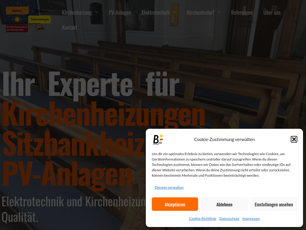 Website von Elektro & Solarenergie Butzer GmbH in Wiedergeltingen
