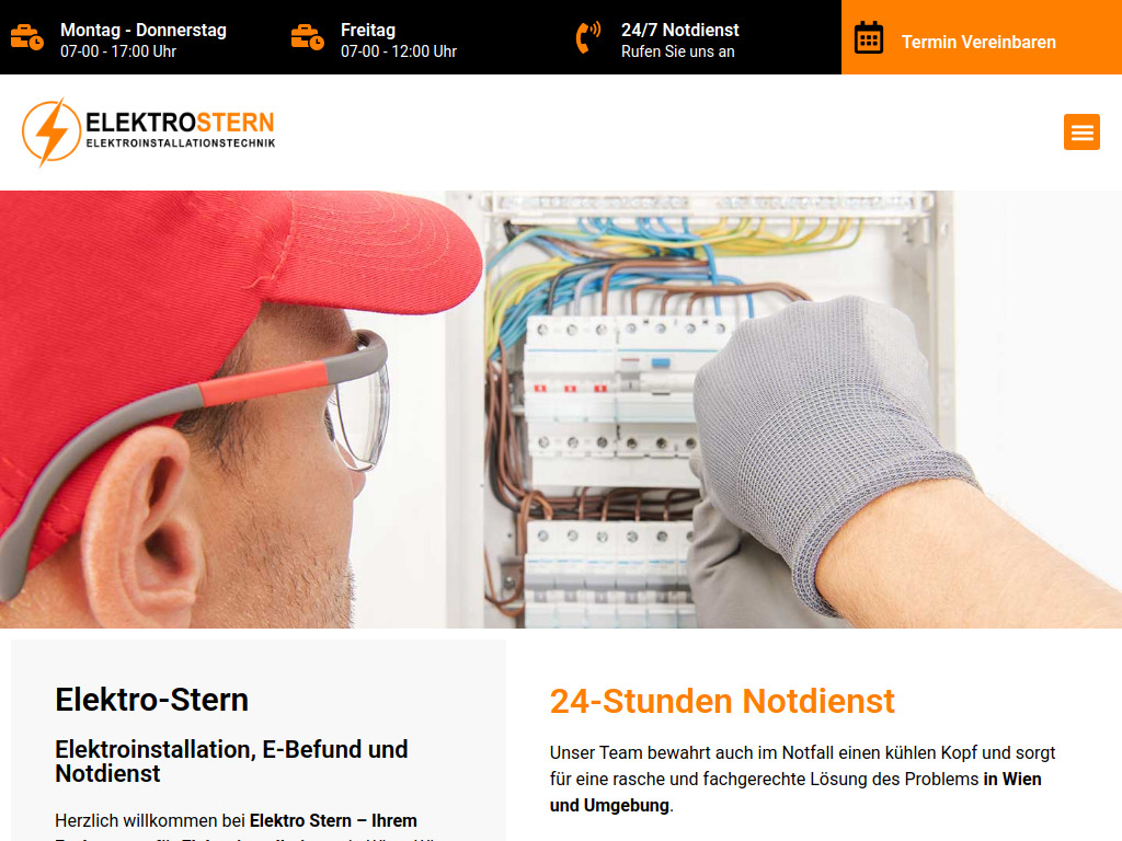 Website von Elektro Stern in Wien