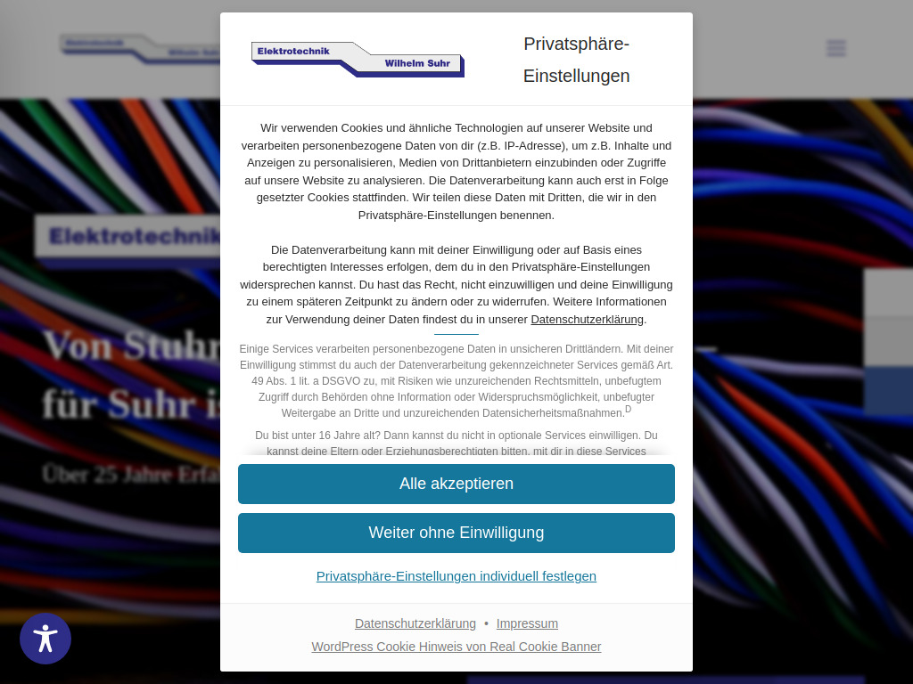 Website von Elektrotechnik Wilhelm Suhr GmbH in Stuhr