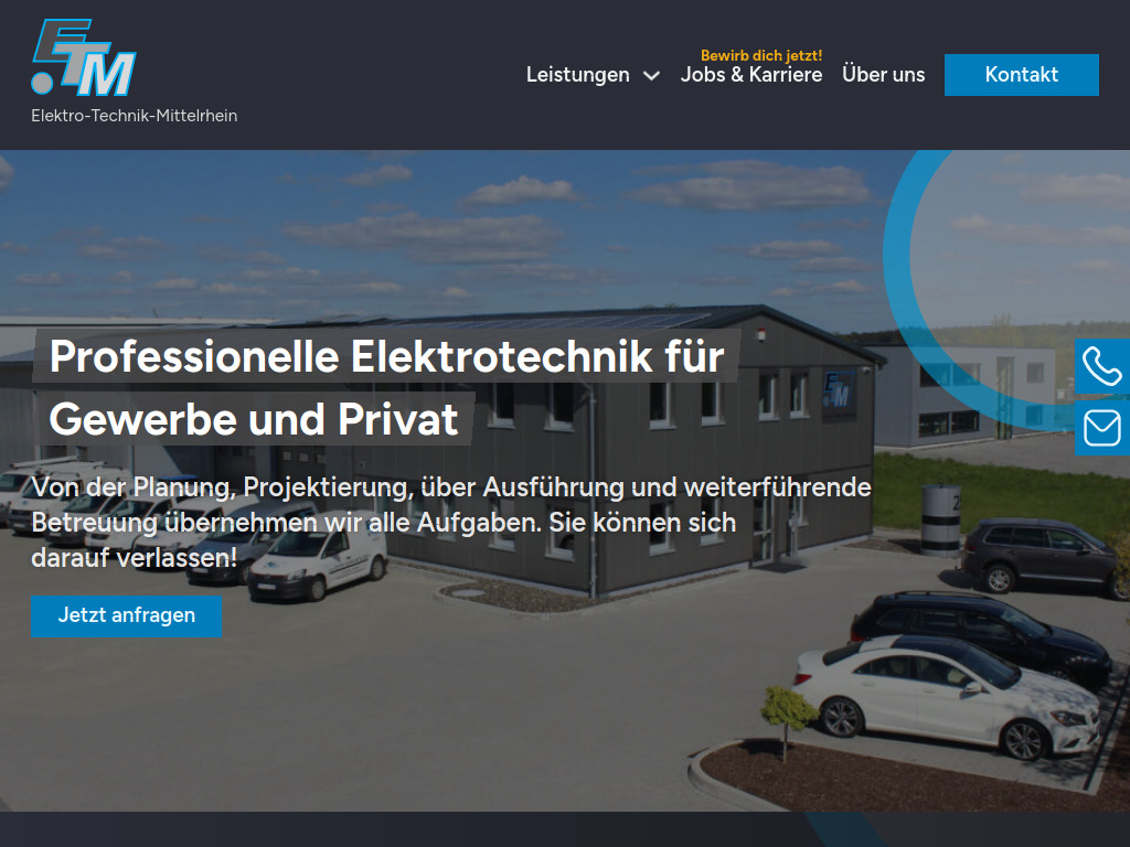 Website von ETM GmbH & Co. KG in Wiebelsheim