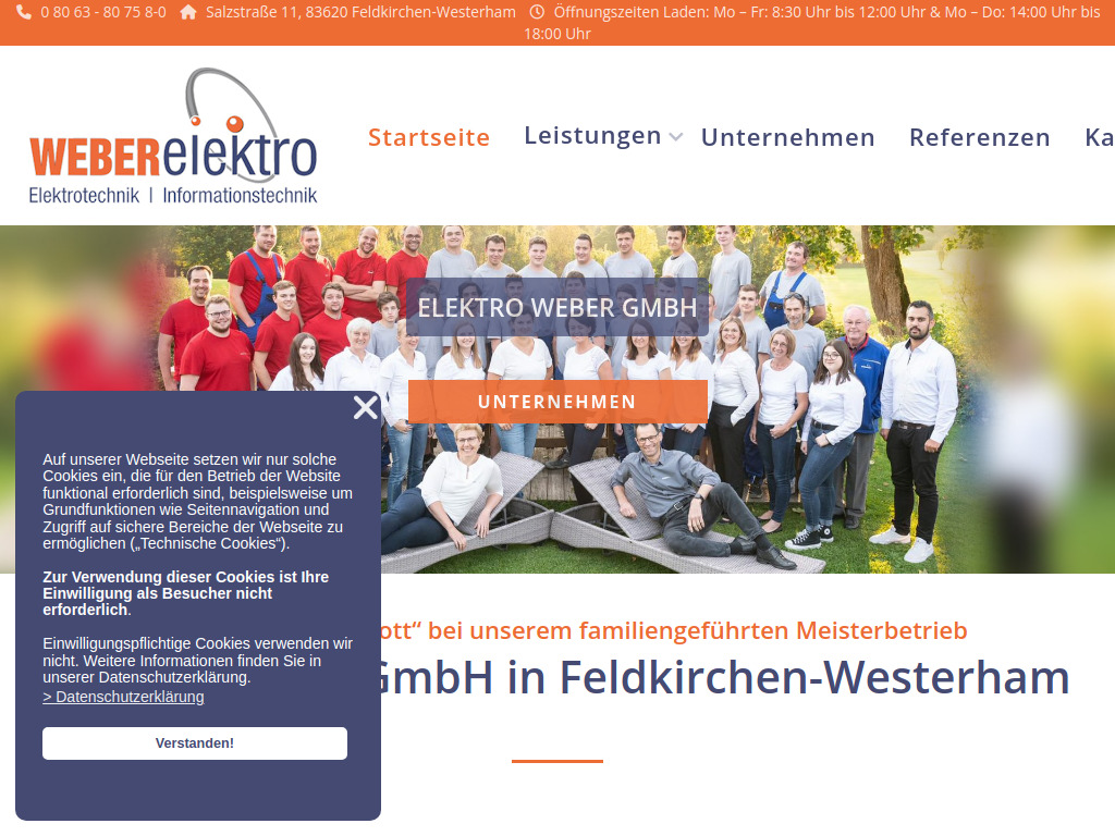 Website von Elektro Weber GmbH in Feldkirchen-Westerham