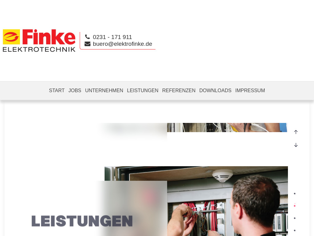 Website von Finke Elektrotechnik GmbH & Co.KG in Dortmund