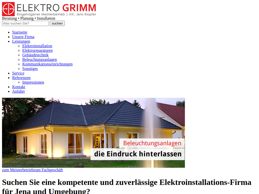Website von Elektro Grimm in Gera