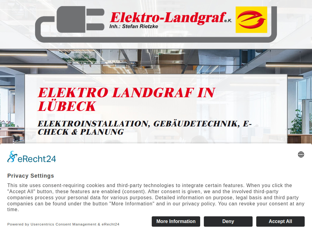 Website von Elektro-Landgraf e.K. in Lübeck