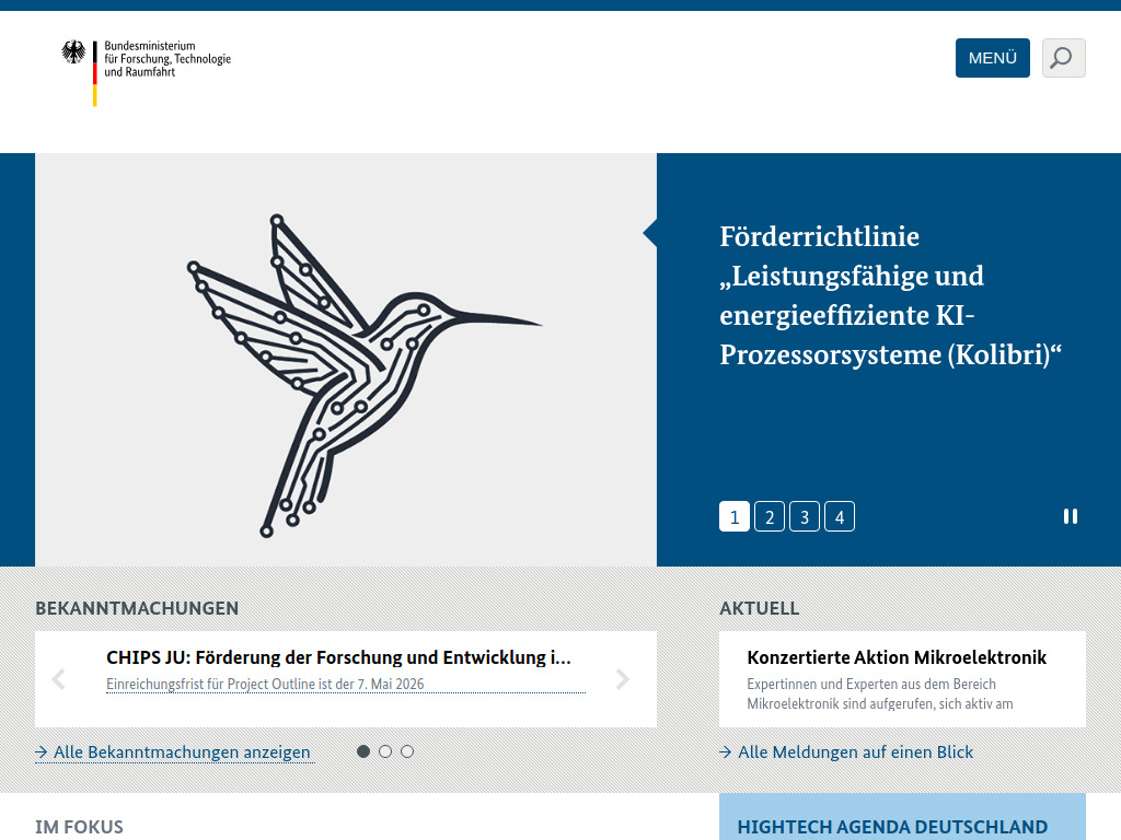 Website von VDI/VDE Innovation + Technik GmbH in Berlin