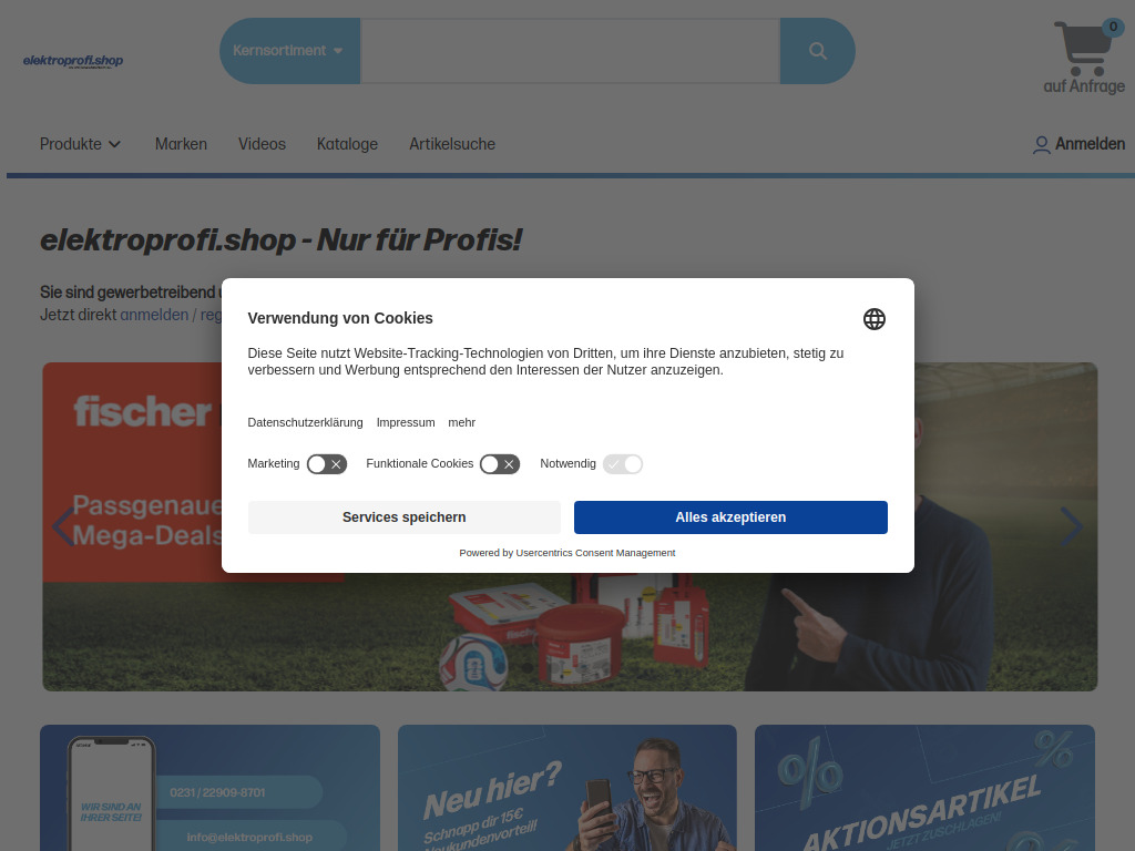 Website von EGU Elektroprofishop GmbH in Dortmund