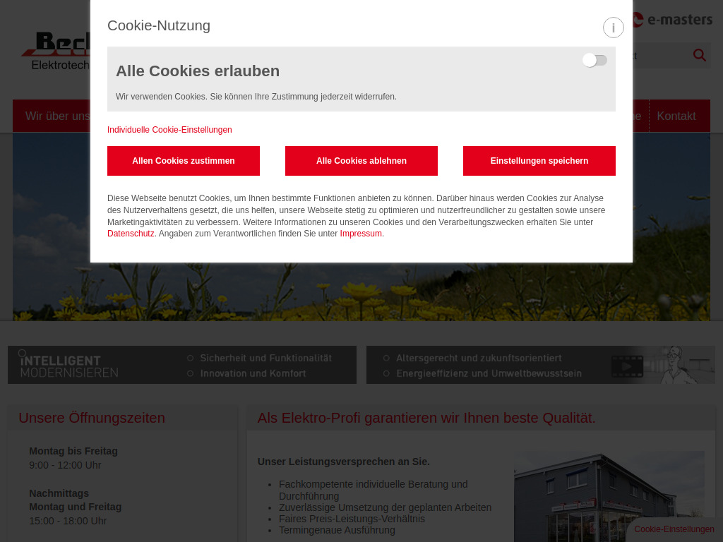 Website von Beck Elektrotechnik e.K. in Benningen