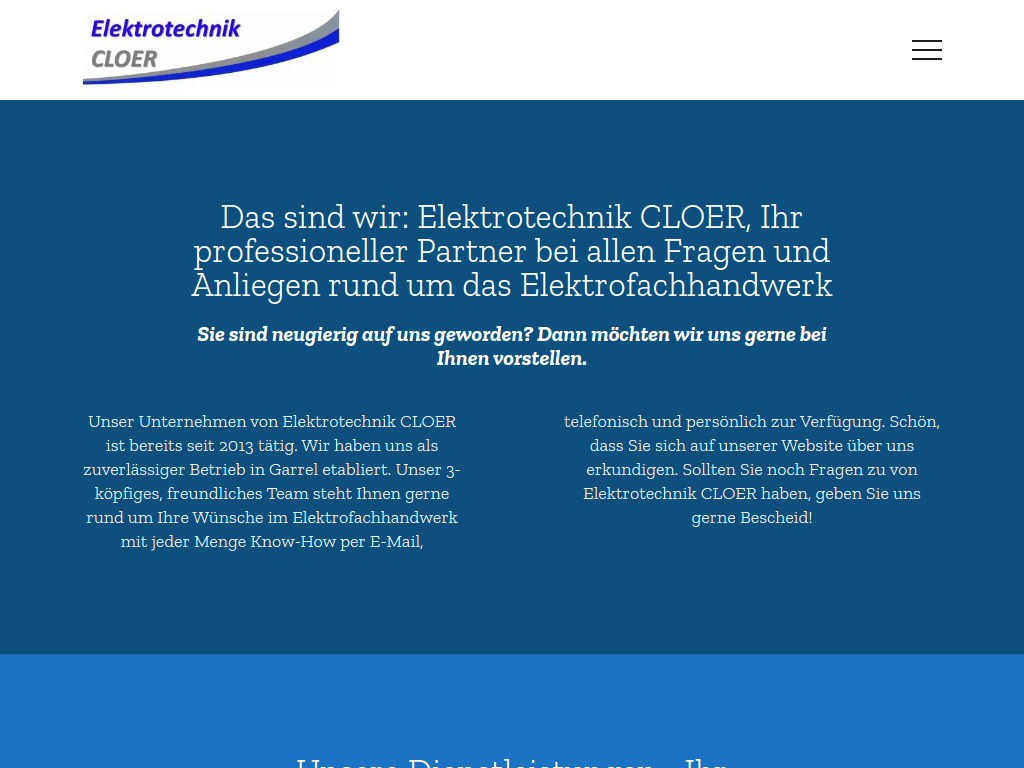 Website von Elektrotechnik CLOER in Garrel