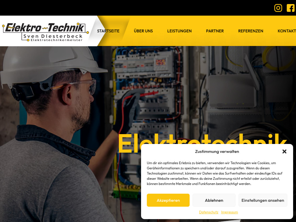 Website von Elektrotechnik Sven Diesterbeck in Bad Soden am Taunus