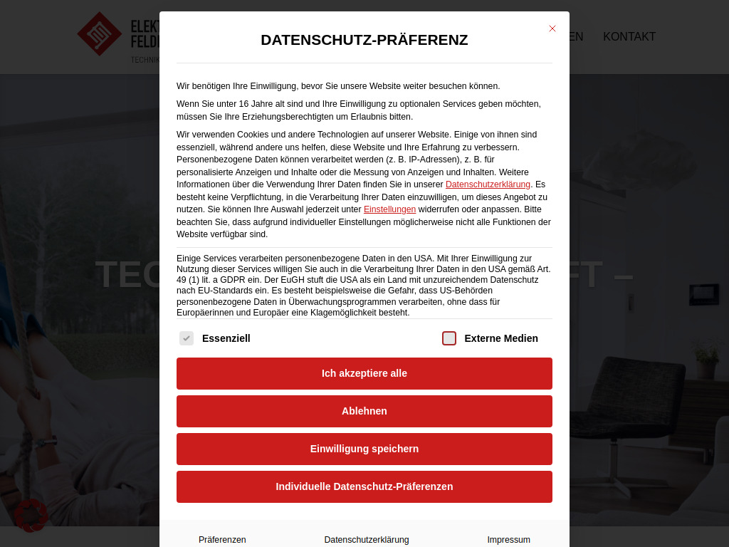 Website von Elektrotechnik Feldmeier GmbH & Co. KG in Sankt Englmar