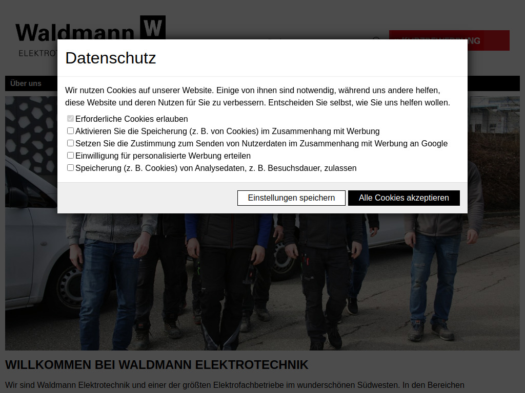 Website von Waldmann Elektrotechnik GmbH & Co. KG in Villingen-Schwenningen
