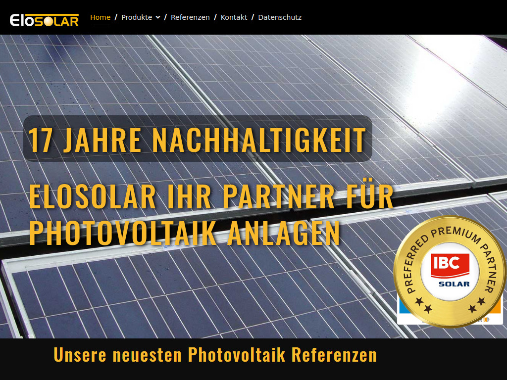 Website von ELOSOLAR GmbH in Langnau a.A.