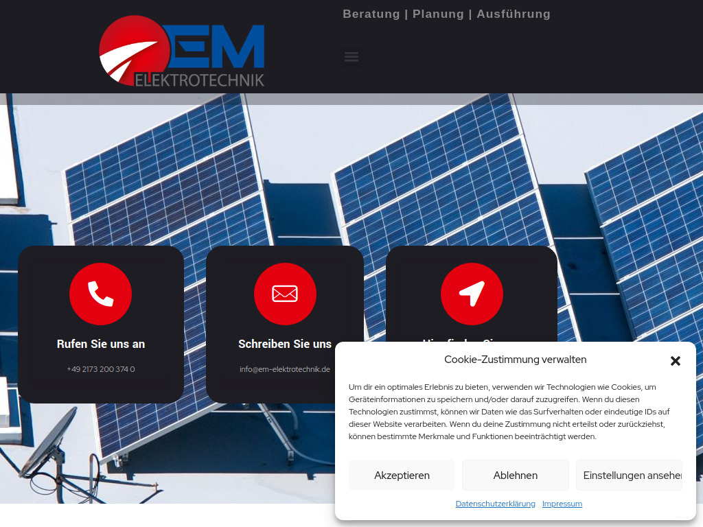 Website von EM-Elektrotechnik GmbH in Pulheim